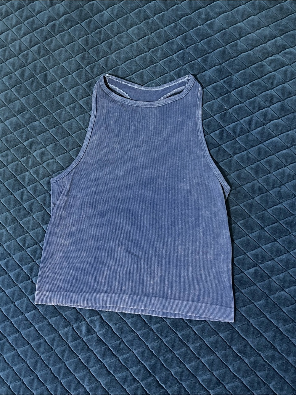Washed Indigo High Neck Tank - Modern Fitted Casual Women’s Top - Aura -
